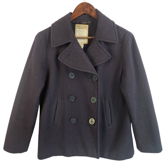 Abercrombie & Fitch VNTG MADE IN ITALY Wool Peacoat WMNS M Double Breasted EUC - Picture 1 of 16